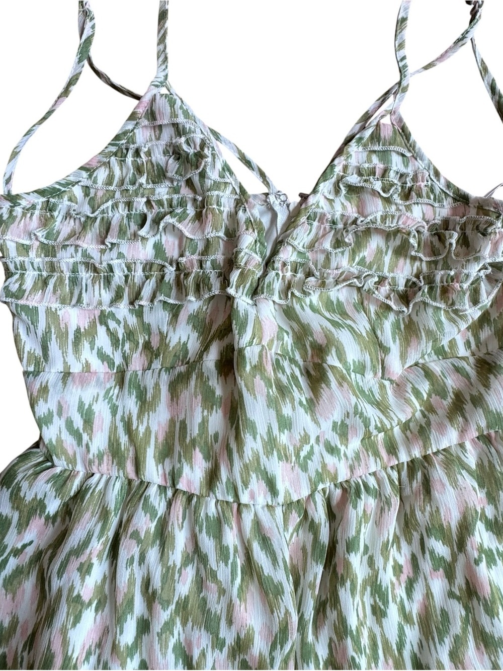 Mi Ami Green Spaghetti Adjustable Straps Lined Women Romper Shorts Size Small